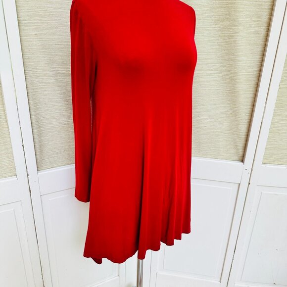 Red Swing Dress Mini Dress Women's Size Small Long Sleeved Swing Dress - Picture 4 of 5
